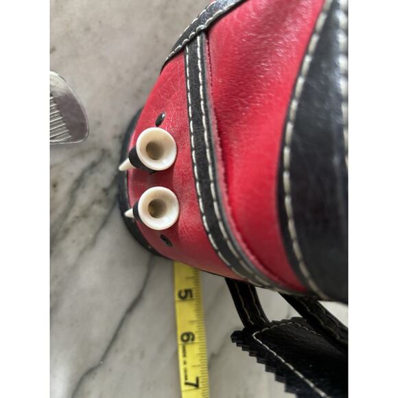 Vintage Enesco Golf Bag & Clubs‎ Bar Mixing Set Retro MCM Red & Black Cocktails - Picture 10 of 12